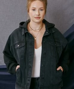 KANCAN Tori Hooded Boyfriend Denim Jacket- Plus