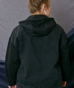 KANCAN Tori Hooded Boyfriend Denim Jacket- Plus