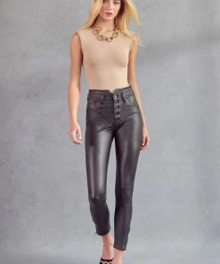 KANCAN Janet High Rise Faux Leather Ankle Skinny Pants