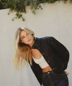 KANCAN Taylor Cropped Faux Leather Puffer Jacket