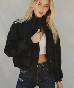 KANCAN Taylor Cropped Faux Leather Puffer Jacket