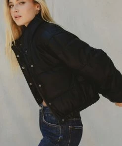 KANCAN Taylor Cropped Faux Leather Puffer Jacket