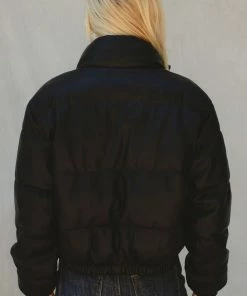 KANCAN Taylor Cropped Faux Leather Puffer Jacket