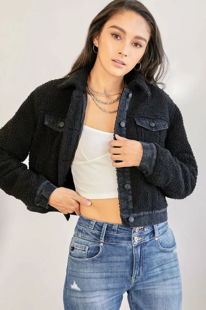 KANCAN Monet Cropped Sherpa Jacket 5 KANCAN Monet Cropped Sherpa Jacket