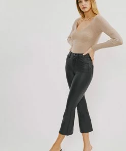 KANCAN Darla High Rise Faux Leather Kick-Flare Pants