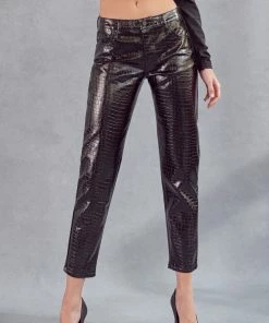 KANCAN Josephine Faux Leather Mom Fit Pants
