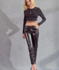 KANCAN Josephine Faux Leather Mom Fit Pants