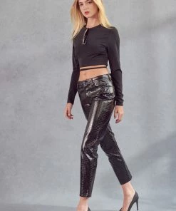 KANCAN Josephine Faux Leather Mom Fit Pants