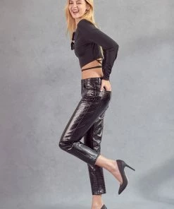 KANCAN Josephine Faux Leather Mom Fit Pants
