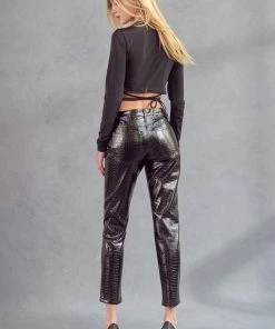 KANCAN Josephine Faux Leather Mom Fit Pants