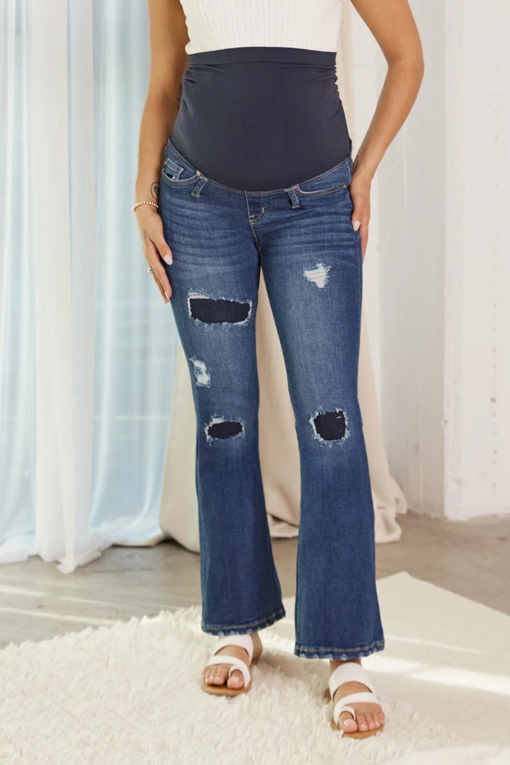 KANCAN Fidely Maternity Patched Flare Jeans 6 KANCAN Fidely Maternity Patched Flare Jeans