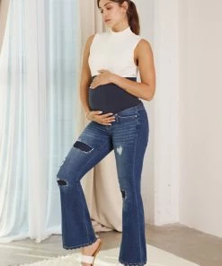 KANCAN Fidely Maternity Patched Flare Jeans