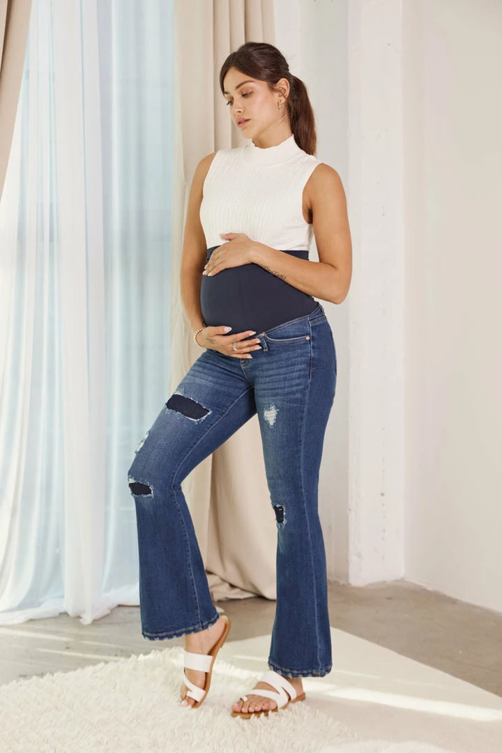 KANCAN Fidely Maternity Patched Flare Jeans 4 KANCAN Fidely Maternity Patched Flare Jeans