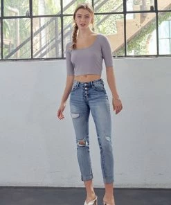 KANCAN Clarie Mid Rise Boyfriend Jeans