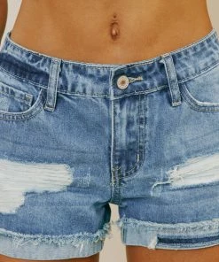 KANCAN Shorts & Skirts Beren Mid Rise Distressed Shorts