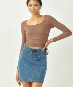 KANCAN Bella High Rise Lace Up Corset Skirt Shorts & Skirts