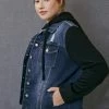 KANCAN Holly French Terry Hoodie Denim Jacket- Plus