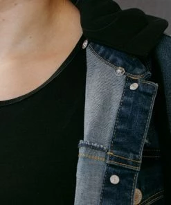 KANCAN Holly French Terry Hoodie Denim Jacket- Plus