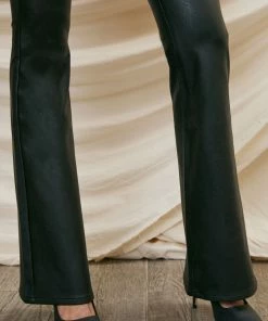 KANCAN Flare & Bootcut Evelynn Mid Rise Faux Leather Flare Pants