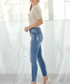 KANCAN Larisal High Rise Patched Ankle Skinny Jeans