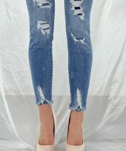 KANCAN Larisal High Rise Patched Ankle Skinny Jeans