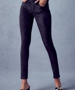 KANCAN Ginny Mid Rise Velvet Ankle Skinny Pants