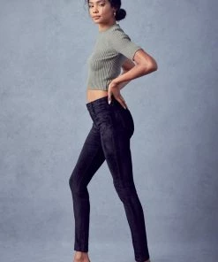 KANCAN Ginny Mid Rise Velvet Ankle Skinny Pants