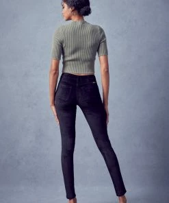 KANCAN Ginny Mid Rise Velvet Ankle Skinny Pants