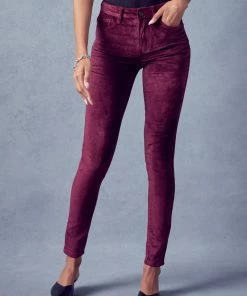 KANCAN Ginny Mid Rise Velvet Ankle Skinny Pants