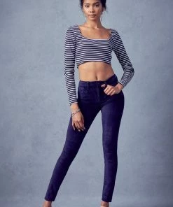 KANCAN Ginny Mid Rise Velvet Ankle Skinny Pants