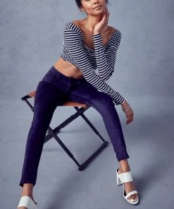 KANCAN Ginny Mid Rise Velvet Ankle Skinny Pants