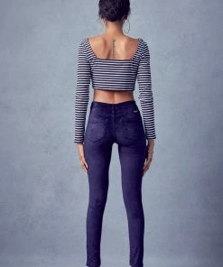 KANCAN Ginny Mid Rise Velvet Ankle Skinny Pants