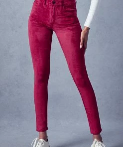 KANCAN Ginny Mid Rise Velvet Ankle Skinny Pants