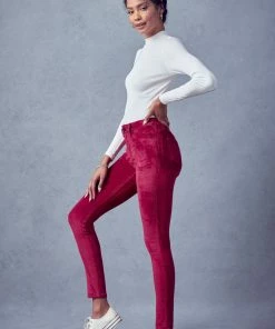 KANCAN Ginny Mid Rise Velvet Ankle Skinny Pants