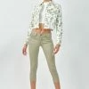 KANCAN Paisley Floral Print Cropped Trucker Jacket Jackets & Outwear