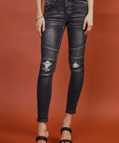KANCAN Peyton Mid Rise Moto Super Skinny Jeans