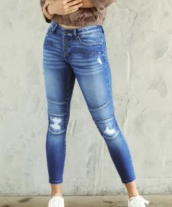 KANCAN Peyton Mid Rise Moto Super Skinny Jeans