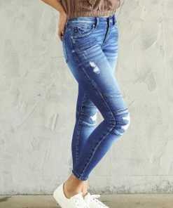 KANCAN Peyton Mid Rise Moto Super Skinny Jeans