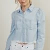 KANCAN Madeline Cropped Button Down Shirt Jackets & Outwear