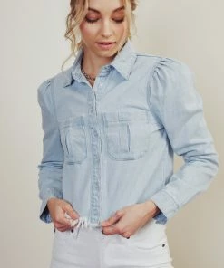 KANCAN Madeline Cropped Button Down Shirt Jackets & Outwear