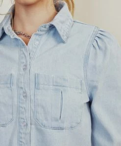 KANCAN Madeline Cropped Button Down Shirt Jackets & Outwear