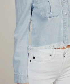 KANCAN Madeline Cropped Button Down Shirt Jackets & Outwear