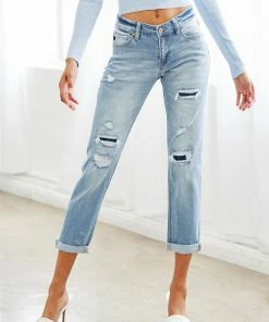 KANCAN Luxanna Mid Rise Slim Boyfriend Jeans