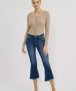 KANCAN Merlie Mid Rise Cropped Flare Jeans New Arrivals