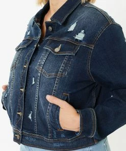 KANCAN Torrance Distressed Denim Jacket - Plus 11 KANCAN Torrance Distressed Denim Jacket - Plus