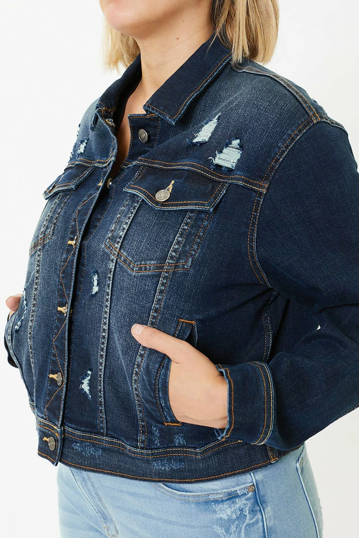 KANCAN Torrance Distressed Denim Jacket - Plus 6 KANCAN Torrance Distressed Denim Jacket - Plus