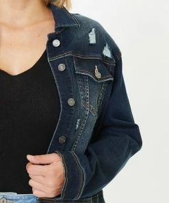 KANCAN Torrance Distressed Denim Jacket - Plus