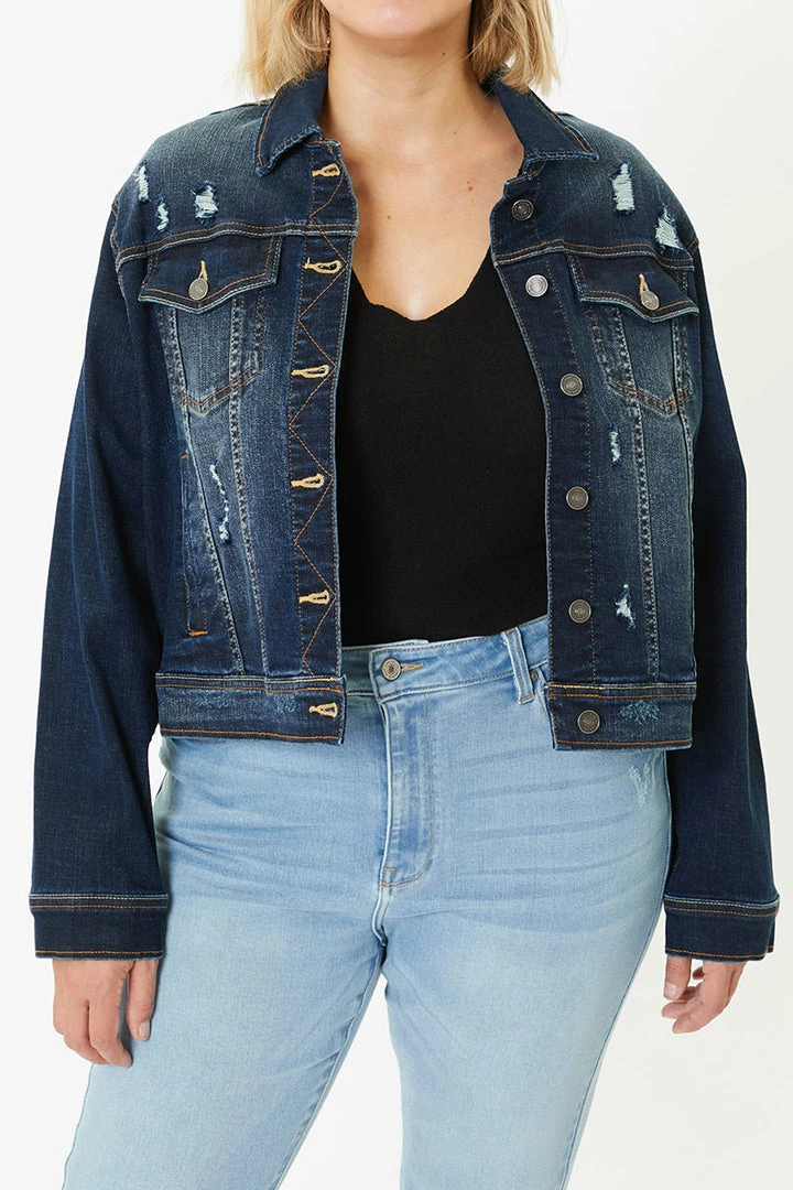 KANCAN Torrance Distressed Denim Jacket - Plus 4 KANCAN Torrance Distressed Denim Jacket - Plus