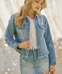 KANCAN Bianca Distressed Denim Jacket Jackets & Outwear