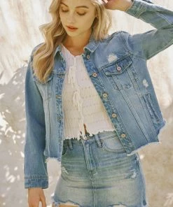 KANCAN Bianca Distressed Denim Jacket Jackets & Outwear